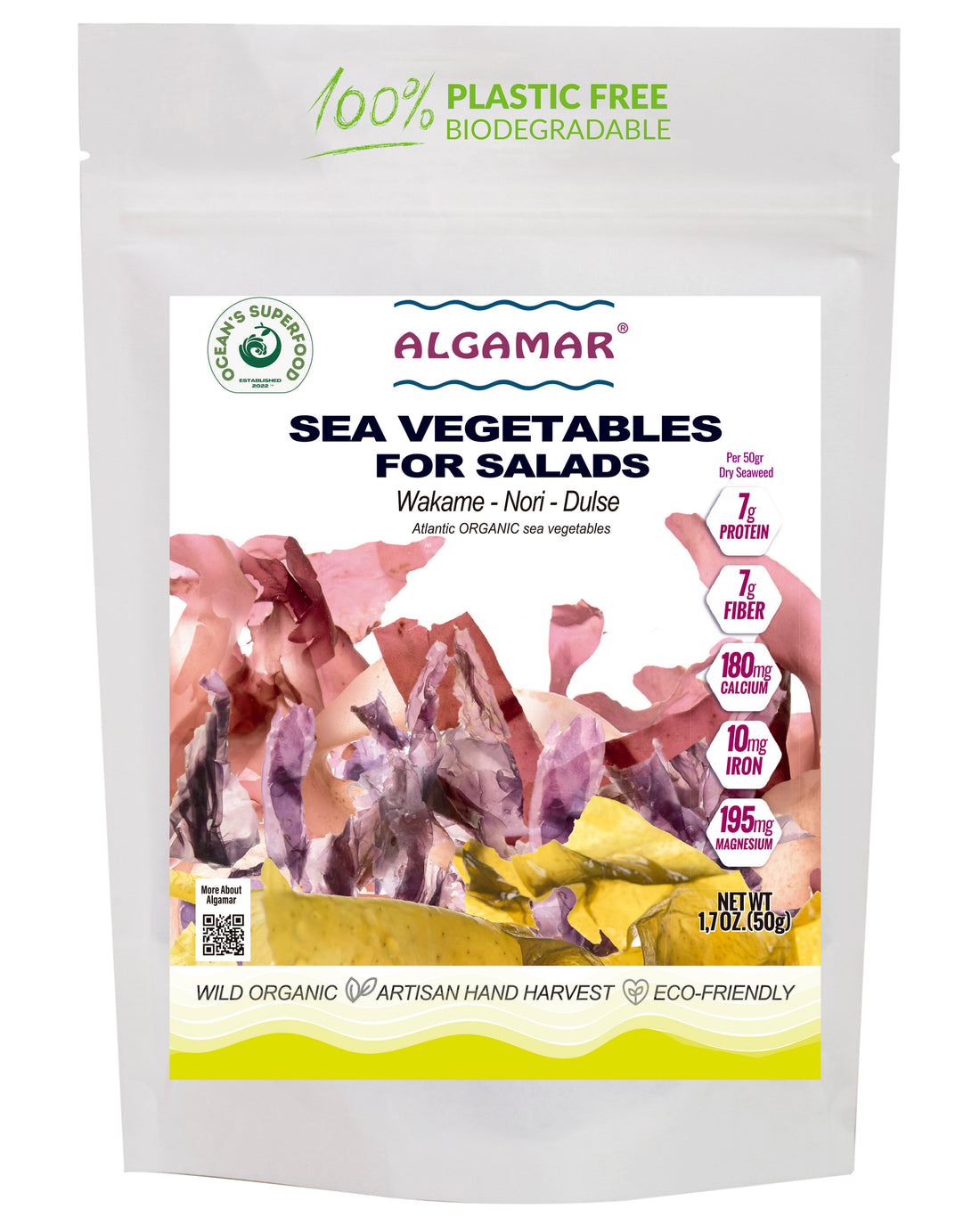 Sea Vegetables for Salads with Dulse Dried Organic - Kosher Seaweed