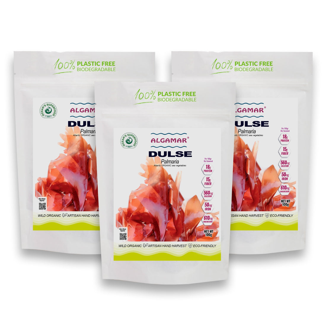 Dulse Palmaria, Atlantic Organic - Kosher 100g  in Bundle of 3